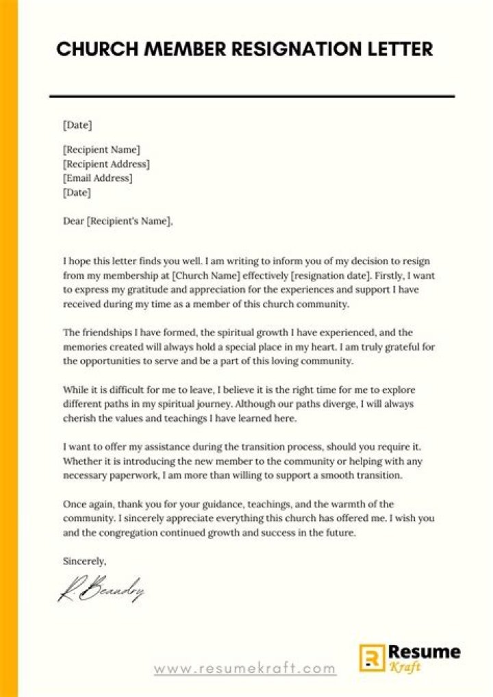 How To Write A Resignation Letter From Church